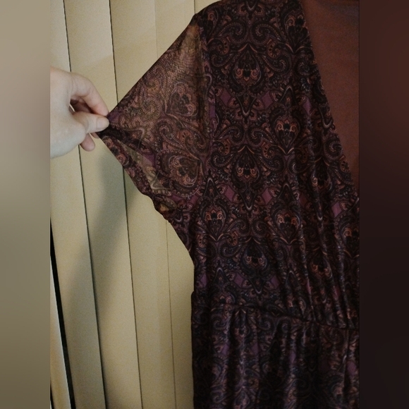 🔥Croft & Barrow XL Crossover Empire Waist Midi Plum Paisley wrap dress - Picture 15 of 16